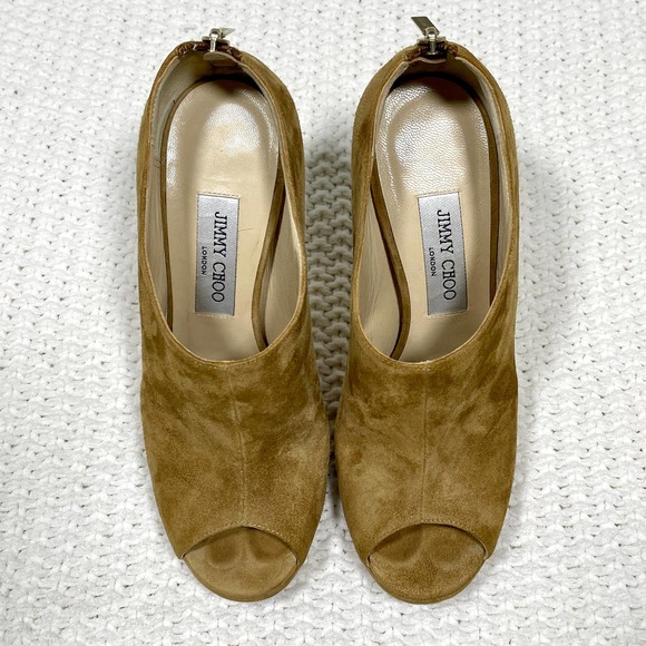 Jimmy Choo Glint Bootie 8 Suede Peep Toe - Picture 3 of 7